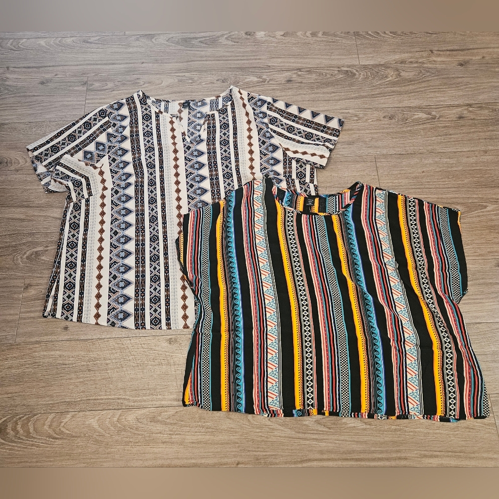 SHEIN‎ Multicolor Patterned Blouses